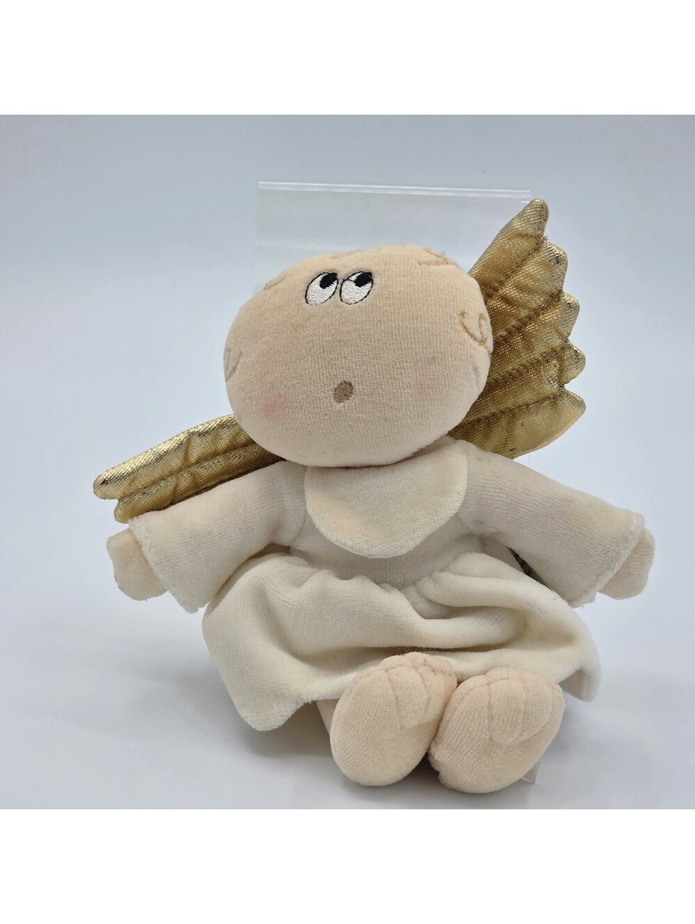 Rare Russ Berrie Angel Cheeks Guardian Angel Plush Doll 6" Gold Wings w/ Tag